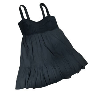 Gap NWT Black Textured Crinkle Crochet Mini Dress %100 Cotton